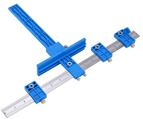 Adjustable Punch Locator Cabinet Hardware Jig Template Measuring Tool Wood Drilling Dowelling Hand Tool