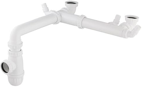 Siphon gain de place pour évier 2 bacs entraxe réglable NOYON & THIEBAULT