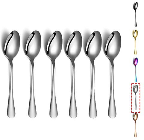 Cucharillas, Kyraton 6 Piezas Cucharas de té de acero inoxidable de 6.7 , Cuchara de postre, Cucharas de helado, Cuchara de café, Cuchara de cubiertos Paquete de 6