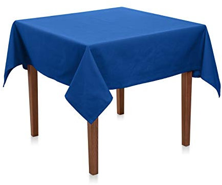 Tischdecke Baumwolle Linon - Uni, Einfarbig, Baumwolltischdecke, Tischtuch, Tischdeko (Kobalt Blau, 100x100 cm)