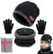Yutdeng Tricotés Enfants Ensemble d'hiver Bonnet écharpe Gants 3 en 1, Doublure Molleton Doux Bonnet tricoté Chaud Cache-Cou Extensible Gants,Noir,Taille unique
