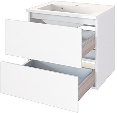 Waschbeckenunterschrank Brama, 60 cm, 2 Schubladen, Weiß