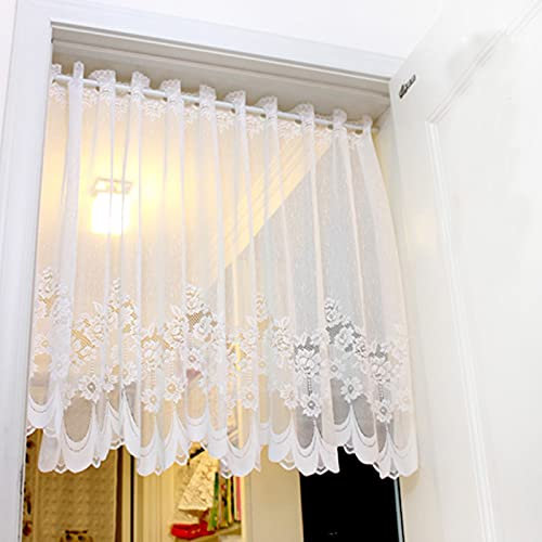 Yaland Scheibengardinen Transparent mit Stickerei Kurzstores Gardinen Landhausstil Spitze Vintage Vorhänge Weiß(BxH 250x60cm) 1 Stück