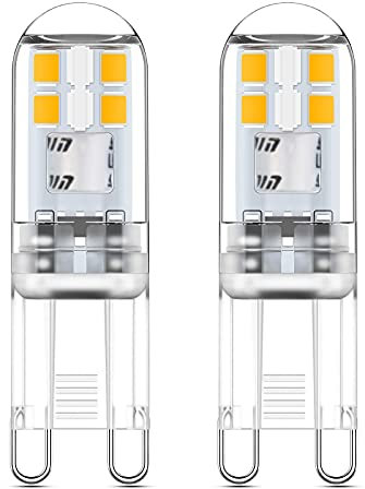 DAIHHZA G9 LED Bulbs 2W Warm White 2700K, Equivalent to 10W/20W Halogen, 360° Beam Angle, Non Dimmable, Non Flicker, Bi-pin G9 Socket, 220-240V AC, Pack of 2