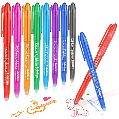 Radierbarer Kugelschreiber, 8 Stück Radierbarer Gelschreiber Set, Tintenroller Radierbar, 0,5 mm Radierbarer Tintenroller set, Löschbare Gelstifte für Kinder, Studenten, Büro, Geschenk - 8 Farben