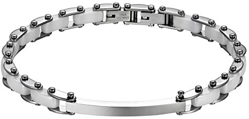 JewelryWe Schmuck Damen Armband, Klassiker 7mm Breit Edelstahl Keramik Porzellan Link Armkette Armreif Gliederarmband Geschenke für Frauen Mädchen, Weiß Silber