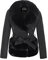 Geschallino Damen-Jacke aus Wildlederimitat Motorrad-Kurzmantel Sherpa Gefütterte Oberbekleidung mit Gürtel 8831A Schwarz XL