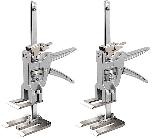 2 Stück Arbeitssparender Heber, Arm Handwerkzeugheber mit Skala, Keramikfliesen Höhenregler, Labor-Saving Arm, Ganzstahl Handhebewerkzeug für Fliesenheber,Türen,Fenster,Schrank(mit Langsame Funktion)