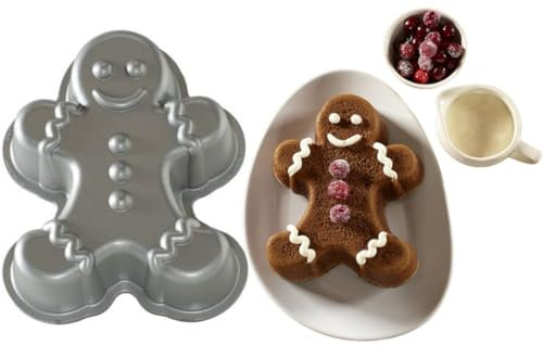 SKYTE® 3 Pack Cake Pan Gingerbread Man Shape Mould Kids Fun Birthday Cupcake Baking Oven Tray Non Stick - Silver