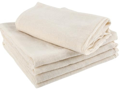EMNIMQ 5PCS Muslin Cloths for Cooking 50X50cm Reusable Cotton Fine Mesh Strainer Bag Food Strainer Cloth,Unbleached Pure Cotton Cheese Cloths Weave Fabric Filter for Straining, Cooking, Baking