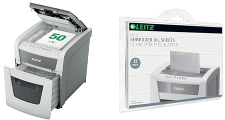 Leitz IQ Autofeed Small Office Partikelschnitt Aktenvernichter P4 & IQ Ölblätter, Packung mit 12 Stück, für IQ und andere Marken, 80070000