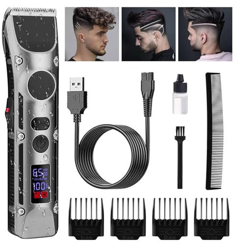 HyAdierTech Tagliacapelli Uomo Professionale, Tagliacapelli Elettrico Waterproof Senza Fili Ricaricabile con 4 Pettini per Lunghezze, Macchinetta Rasoio Elettrico per Capelli per Casa Barbiere