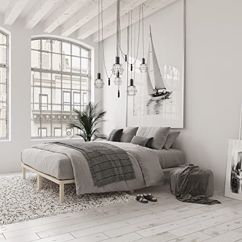 Hansales Bettgestell 160x200 cm Tallina mit Lattenrost, Futonbett aus Massivholz mit Rollrost, stabiles Holzbett belastbar bis 250 kg, FSC®-zertifiziertes Einzelbett mit Lattenrost.
