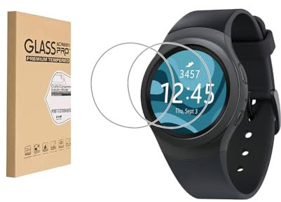 [2 Pack] Film de protection d'écran pour Samsung Gear S2, haute définition, dureté 9H, anti-rayures, sensible au toucher, protection contre les chutes