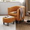LINSY Akzentstuhl mit Ottomane, Chenille-Fasssessel mit Fußhocker, moderner gepolsterter Sessel für Wohnzimmer, Schlafzimmer, Wartezimmer, Büro, Orange