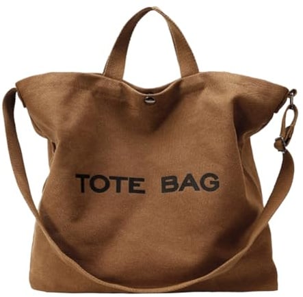 Huwzder Women Canvas Tote Bag Travel Shoulder Bag Large Capacity Crossbody Top Handle Fashion Handbags (Brown)