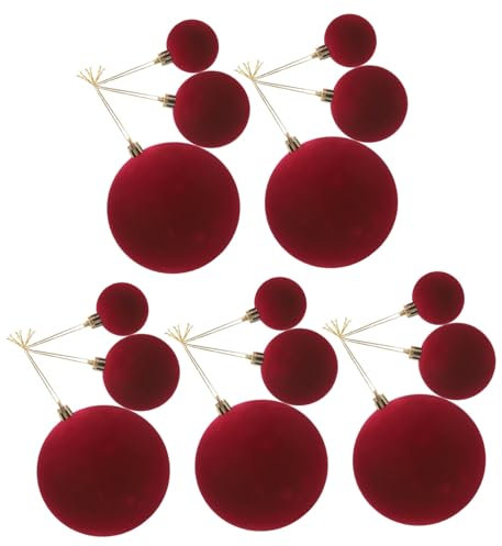 Vaguelly 15 Stück Bobo-Ball-Dekoration große rote Ornamente für den Weihnachtsbaum Samtornament Schmuck für Baum Christbaumschmuck aus Samt Weihnachtskugeln aus Samt Flanell