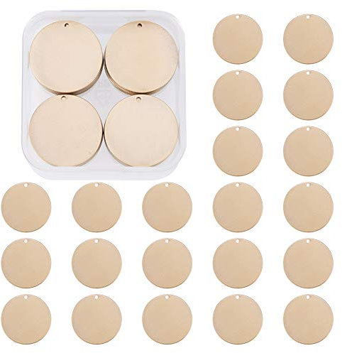 BENECREAT 30 Stuck Flache Runde Form Messing Blank Anhanger Stanzen Rohlinge fur Armband Ohrring Anhanger Charms Erkennungsmarken - 25mm im Durchmesser, antike Bronze