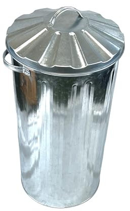 EasyShopping NEW Small Medium Large 15L 30L 40L 45L 60L 90L 110L Litre Metal Galvanised Home Garden Bin Leaves Paper Wood Rubbish Dustbin Made In U. K. (45 Litre)
