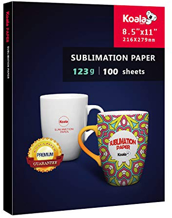 Koala - Papel de sublimación de 8.5 x 11 pulgadas, fácil de hacer camisetas, vasos, tazas, solo compatible con impresoras de sublimación de inyección de tinta, tinta de sublimación, 100 hojas, 123 g