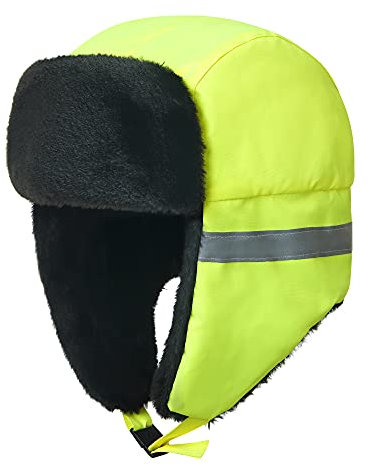 AYKRM High Visibility Viz Keep warm fluorescenceTrapper Bomber work hat (61CM, YELLOW)