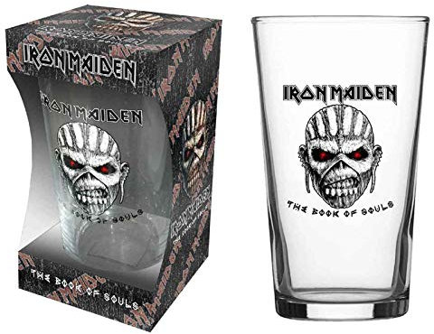 Iron Maiden Pint Glass Book of Souls Eddie Band Logo Official Boxed One Size