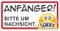 Fahrzeug-Aufkleber Anfänger! Bitte um Nachsicht. Sorry I 20 x 10 cm I Vorsicht Achtung Fahranfänger I Autoaufkleber wetterfest I mit Smile I kfz663