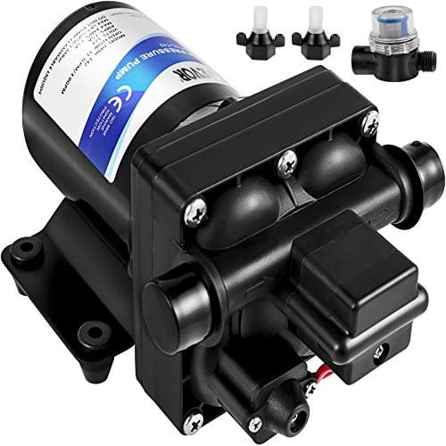 VEVOR Bomba de Agua Autocebante de Diafragma 12 V DC 7,5-11,3 A Flujo de 3 GPM Bomba Pulverizadora de Agua Max. Presión de 45 psi Bomba de Limpieza con Filtro de Metal para Vehículos RV y Autocaravana