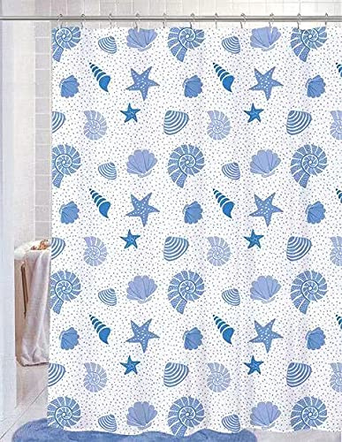 EUROSTYLE Tenda Doccia o Vasca 180x200CM tessuto pvc peva anti muffa water proof idrorepellente in Fantasia Impermeabile Lavabile con 12 Ganci Anelli compresi Art. senso (Disegno mare)