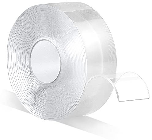 Double Sided Adhesive Tape – 1 inch 10ft Removable Strong Adhesive Mounting Tape No Residue Transparent Tape for Fixing Carpets/Paste Items/Craft Wall Mounting, Household (Pack of 1 Roll)