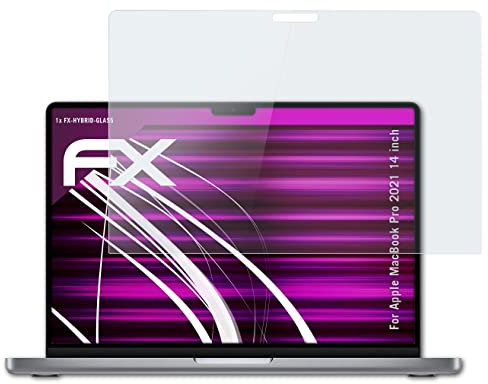 atFoliX Glasfolie kompatibel mit Apple MacBook Pro 2021 14 inch Panzerfolie, 9H Hybrid-Glass FX Schutzpanzer Folie