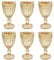 Juego de 6 copas de vino y vasos de colores vintage con patrón de diamantes, vasos de cóctel con relieve, cristal, copas de vino, copas de agua, copas de cristal (dorado brillante)