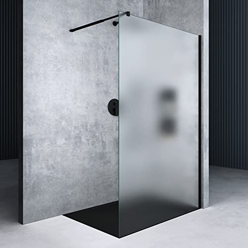 Mai & Mai Duschwand für Dusche Duschabtrennung 100x200cm Walk-In Schwarz ESG-Sicherheitsglas 8mm NANO Glas BRAM3 Bremen1VS
