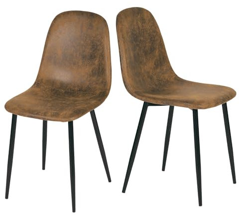 Homy Casa 2er Set Esszimmerstühle Wildlederimitat Skandinavischer Vintage Esszimmerstühle für Küche Esszimmer (Braun)
