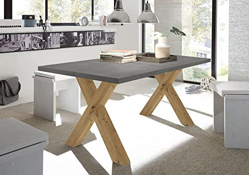 58 aufm Kessel Esstisch ausziehbar Eike 1 140 x 90 x 75 Esszimmertisch Asteiche/Graphit 13395-140
