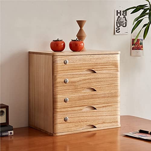 Schreibtisch Organizer - Aktenschrank Für Den Schreibtisch, Schreibtisch-Aufbewahrungsbox Aus Holz Mit Abschließbaren Schubladen, Organizer Für Bürobedarf Im A4-Format/Quittungsordner (Color : B, SI