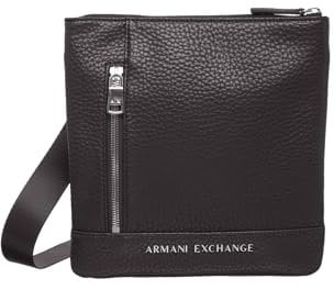 Armani Exchange Men's Pebble Armani Crossbody Flat, Black