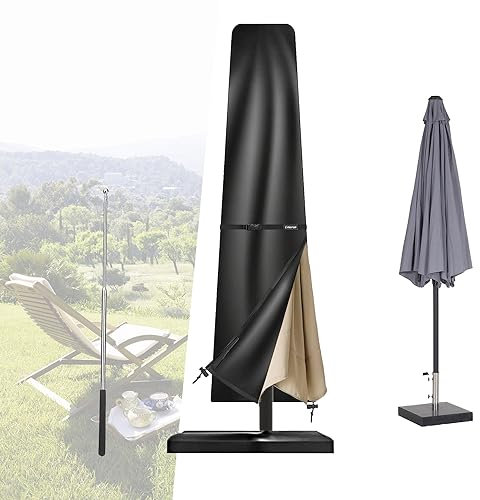 Sonnenschirm Schutzhülle 2 M,Schutzhülle Ampelschirm mit Stab,Sonnenschirm Hülle 420D Oxford Gewebe Abdeckung,Wasserdiht,UV-Anti,Winddicht und Schneesicher (140x25/30 cm)