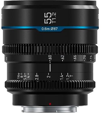 SIRUI Night Walker 55mm Manual Focus Cine Lens, T1.2 Large Aperture S35 Frame Prime Lens for M4/3 Mount Cameras, For BMPCC4K, GH5II, GH5S, GH6, Z Cam (MS55M-B, MFT Mount, Black)