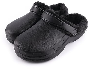 R-ISLAND Sabots classiques, chaussons d'hiver pour femme, avec doublure chaude, imperméables, avec semelle antidérapante, confortables, pour la maison, la chambre, le salon.., Noir , 36 EU