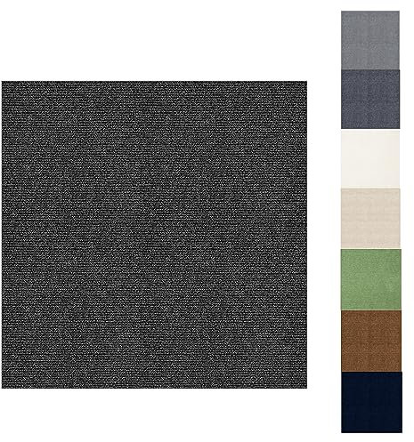 Self Adhesive Carpet Tile,11Pcs 30 * 30cm Easy to Peel and Stick Carpet Floor Tile,Flooring Rugs Floor Tile Hardwearing Anti-Slip Floor Covering, Bitumen Backed-1m² (Black)