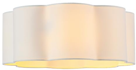 LOFOB Fabric Drum Ceiling Lamp Shade Clover - Semi Flush Mount Ceiling Light Shade, Close to Ceiling Light Fixtures Pendant Desk Lamp Shade (WEISS)