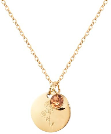YeGieonr Kette mit Geburtsblume, Edelstahl Halskette Damen Gold, Wasserfest Geburtsblume Goldene Kette Frauen, Modeschmuck Kette Geschenke
