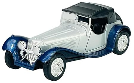Welly Jaguar SS 100 Silber mit Blau mit Soft Top Cabrio 1935-1940 1/34-1/39 Metal Modell Auto Die Cast Neu im Kasten