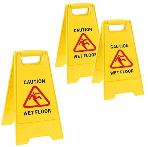 Double sided Bright Yellow Plastic Wet Floor Cleaning In Progress 'A' Sign For Slippery Floors/Washrooms & Pubilc Areas (2)