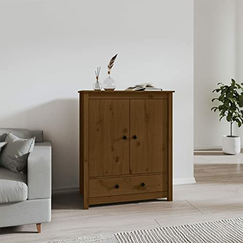 heybb Highboard Honigbraun 83x41,5x100 cm Highboard Wohnzimmer Esszimmerschrank Wohnzimmer SchräNke Highboard Vintage Buffetschrank Massivholz Kiefer