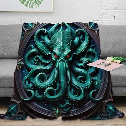 Cthulhu Fleecedecke 3D Druck Monster Sofadecke Wohndecke Couchdecke Kuscheldecke Tagesdecke Weichen Flauschig Bett Decken Flauschig Warm for Erwachsene Kinder 60x80inch(150x200cm)