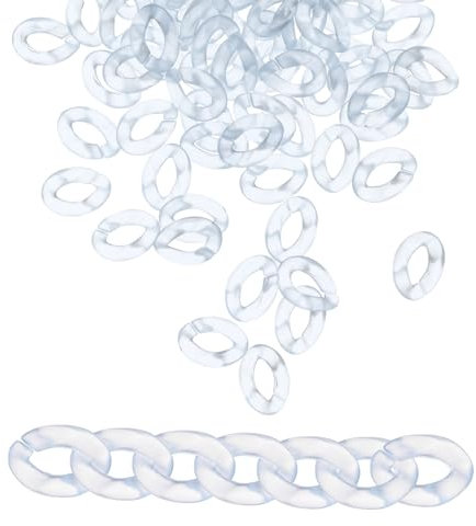 sourcing map 100Pcs Acrylic Chain Linking Rings, Link Connectors Open Link Rings, Transparent Plastic C-Clip Hooks for DIY Purse Eyeglass Jewelry Making Chain, Blue