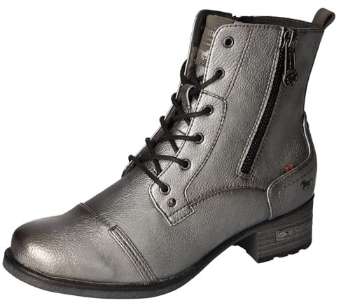 MUSTANG Damen Boot Stiefelette Reißverschluss Schnürung 1229-513, Größe:39 EU, Farbe:Silber