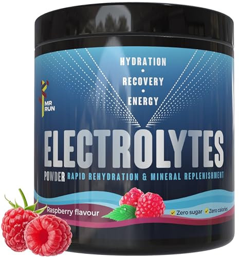 Electrolytes Powder 250g, 100 Servings - Rapid Rehydration with Himalayan Salt, Zero Sugar - Hydration Energy Recovery - Running Gym Keto Fasting Salts - UK Made, Vegan, Raspberry Flavour